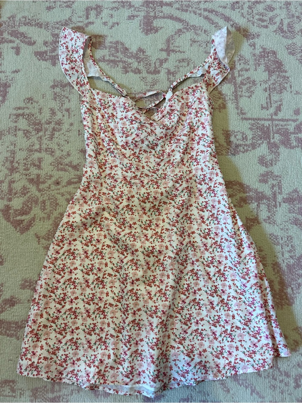 Princess Polly Cream Mini Dress with Pink Floral Print